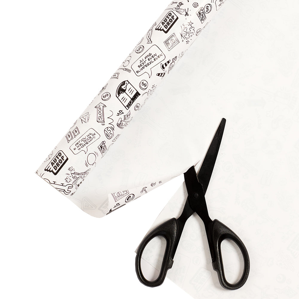 Autodrop Merchandise Cadeaupapier wit met schaar