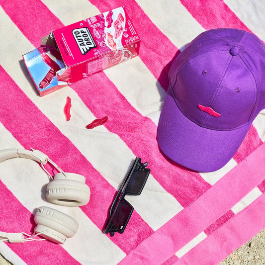 Autodrop Paarse pet met snoep