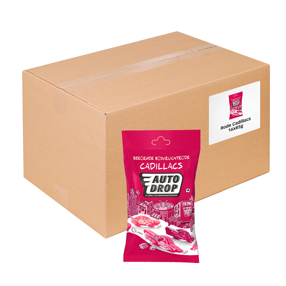 Autodrop Beroemde Bosvruchtrode Cadillacs 16 x 85gr met verpakking