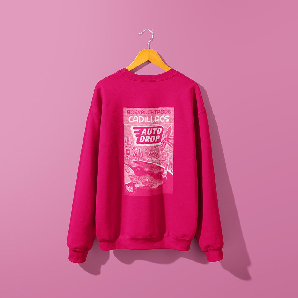 Sweater roze Autodrop achterkant